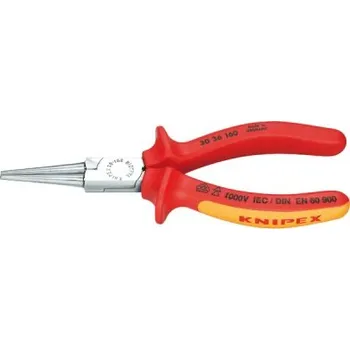 Knipex 30 36 160 - Kleště s kulatými čelistmi 160mm na drát, chromované, izolované 1000V VDE, BI-plast rukojeti, LANGBECK