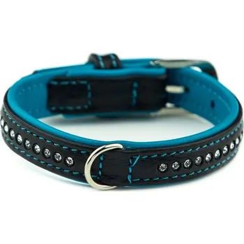 Obojek pro psa Nobby Pacific Deluxe obojek se Swarovski krystaly XS-S 32cm tyrkysová