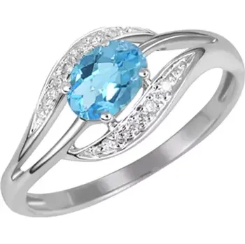 Prsten Dámský prsten žluté zlato 585/1000 přírodní diamant 0.48 ct s topaz GKW37898TPZ velikost 60