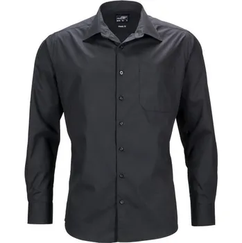 Pánská košile James & Nicholson (Daiber) Pánská košile s dlouhým rukávem JN642 - Černá | 5XL