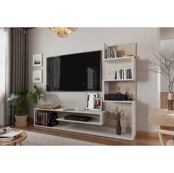 Komoda Obývací stěna PAGET barva dub dub sonoma/bílá