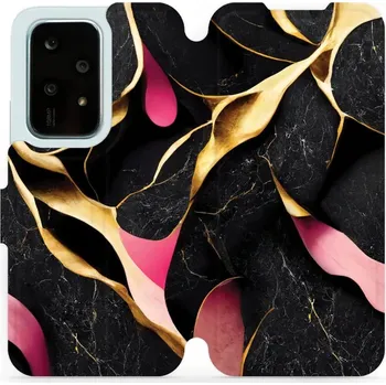 Pouzdro na mobilní telefon Flipové pouzdro Mobiwear - Honor 200 Lite - VP35S Černý a zlatavý mramor (Knížkové flip pouzdro, obal, kryt na mobil Honor 200 Lite - VP35S Černý a zlatavý mramor, materiál Umělá kůže + TPU - ochrana 360°, stojánek, silikonová vanička, magnetické zavírání