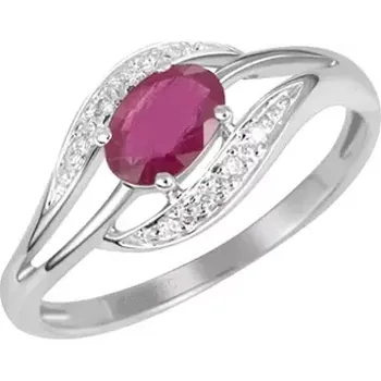 Prsten Dámský prsten bílé zlato 585/1000 přírodní diamant 0.46 ct rubín GKW37898RUB velikost 50