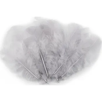 Slepičí peří délka 8-9 cm - 10 šedá nejsvětlejší