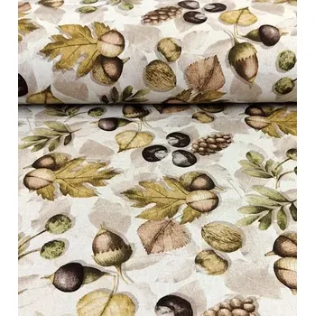 Loneta dekorační látka žaludy | RTex