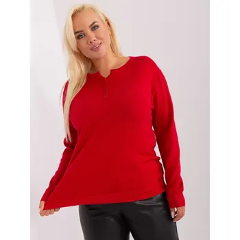 Dámský svetr Dámský červený plus size svetr s knoflíky FPrice, L/XL i523_2016103451296