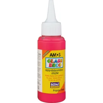 Výtvarná barva AMOS Slupovací barva na sklo - různé barvy - 60ml Barva: červená