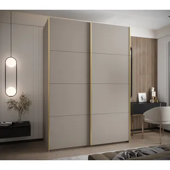 Šatní skříň Dvoudveřová skříň SAMARA 1 - 180 cm, kašmír / zlatá