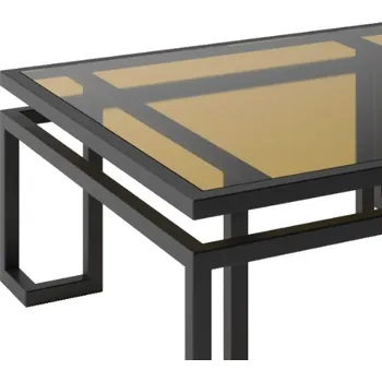 Zahradní sestava Four Dukes Zahradní hybridní set stolu s dřevěnými houpačkami pro 8 osob čtverec Materiál stolu: Sklo antisol - bronz