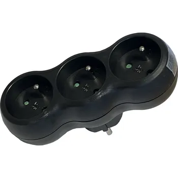 Prodlužovací kabel Konnoc DX-FB03 rozbočka 3x kulatá v řadě černá 434011,10