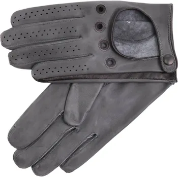 Rukavice Špongr Pánské kožené řidičské rukavice PRESTON grafitové s černými detaily Velikost: 9 1/2"
