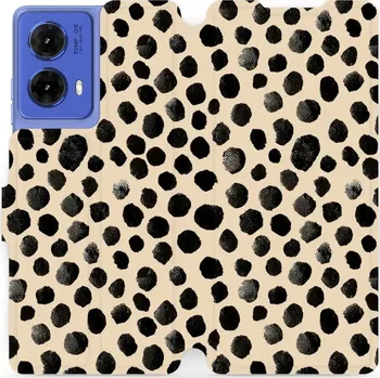 Pouzdro na mobilní telefon Flipové pouzdro Mobiwear - Motorola Moto G85 5G - VA50S Černé puntíky (Knížkové flip pouzdro, obal, kryt na mobil Motorola Moto G85 5G - VA50S Černé puntíky, materiál Umělá kůže + TPU - ochrana 360°, stojánek, silikonová vanička, magnetické zavírání)