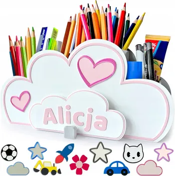 Psací stůl Velký organizér na psací stůl se zásuvkou, organizér na pastelky, obláček, jméno EKO