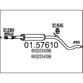 Tlumič výfuku Střední tlumič výfuku MTS 01.57610