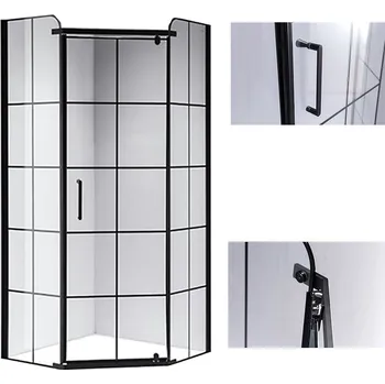 BPS-koupelny Pětiúhelníkový sprchový kout HYD-PK06C 100x100 černá/transparent - bez vaničky