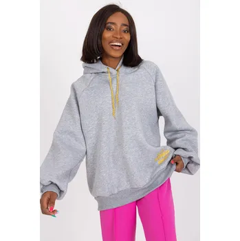 Dámská mikina Mikina Diego s kapucí a vyšívaným nápisem šedá