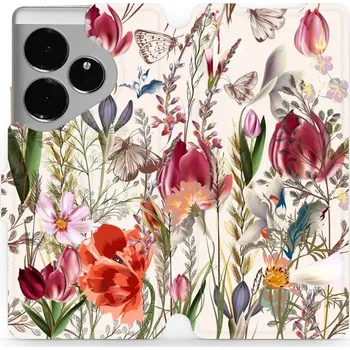 Pouzdro na mobilní telefon Flipové pouzdro Mobiwear - Realme GT 6 5G - MP01S Rozkvetlá louka (Knížkové flip pouzdro, obal, kryt na mobil Realme GT 6 5G - MP01S Rozkvetlá louka, materiál Umělá kůže + TPU - ochrana 360°, stojánek, silikonová vanička, magnetické zavírání)