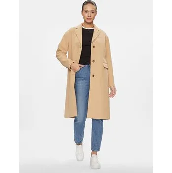 Dámský kabát Tommy Jeans Vlněný kabát DW0DW17232 Béžová Relaxed Fit M
