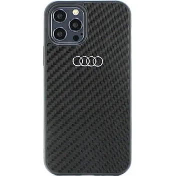 Pouzdro na mobilní telefon Audi Carbon Fiber iPhone 12/12 Pro 6.1 černý/černý pevný obal AU-TPUPCIP12P-R8/D2-BK