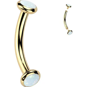 Piercing Atreya Titanový banánek s vnitřním závitem se zirkony nebo opály Esmé Barva: Zlatá / Opálově bílá