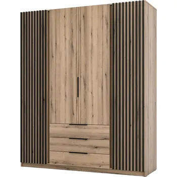 Šatní skříň Kombinovaná šatní skříň 200 VERU - dub evoke / černá / dub evoke