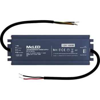Průmyslové svítidlo Napájecí zdroj 100W DC12V/8,33A IP67 hliníkové provedení MCLED ML-732.106.39.0