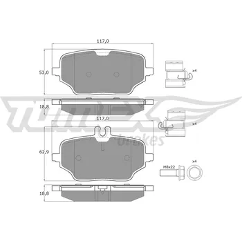 Brzdová destička Sada brzdových destiček, kotoučová brzda TOMEX Brakes TX 60-22