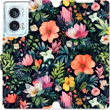 Pouzdro na mobilní telefon Flipové pouzdro Mobiwear - Motorola Edge 50 Fusion - VP48S Pestré kvítky (Knížkové flip pouzdro, obal, kryt na mobil Motorola Edge 50 Fusion - VP48S Pestré kvítky, materiál Umělá kůže + TPU - ochrana 360°, stojánek, silikonová vanička, magnetické zavírání