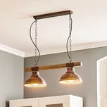 Luminex Závěsné světlo Hakon dvouplamenné rezavě hnědé/přírodní dřevo rezavě hnědá, přírodní dřevo 2 x 60 W - Doprava zdarma