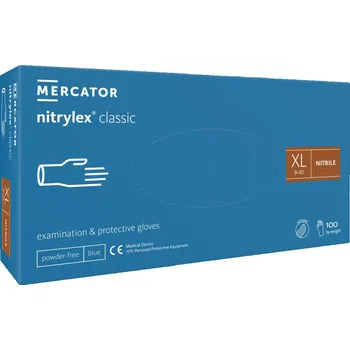 Pracovní rukavice MERCATOR Nitrylex Classic nitrilové rukavice modré 100ks (velikost XL)
