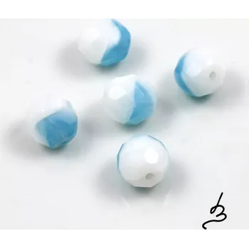 Korálek Ohňovky korálky broušené 10mm modro-bílé – 10 ks