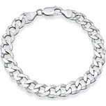 Stříbrný řetěz na ruku CURB Pancer 9mm - rhodiovaný varianta 20 cm