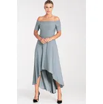 Šedé asymetrické šaty s odhalenými rameny M1032 Grey Velikost: M