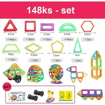 ostatní stavebnice Magnetická Tiles - 148ks CABTOYS