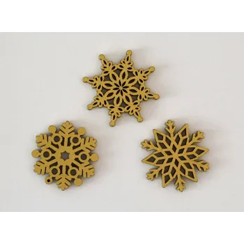 Vánoční dekorace Dřevěná dekorace SNĚHOVÁ VLOČKA zlatá - vzor 7
