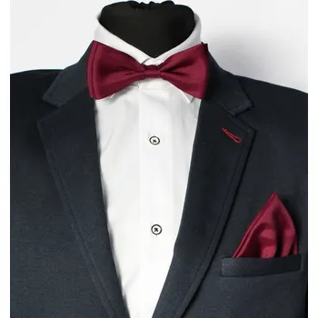 Motýlek Pánský motýlek s kapesníčkem do saka vínově-bordó 30, VELIKOST UNI