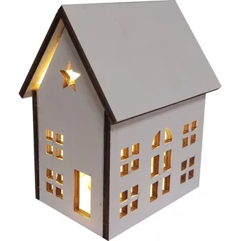 Vánoční dekorace Domek bílý svítící LED 13*11cm 2009281
