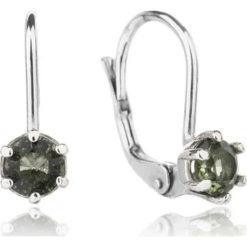 Řetízek Jan Kos jewellery Stříbrné náušnice s vltavínem 32108053