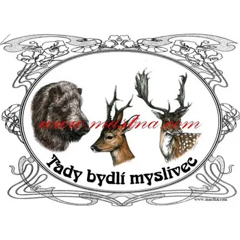 Cedulka myslivost, myslivec - srnec, daněk, divočák - Bez samolepicí vrstvy