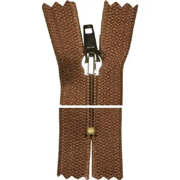 Zip Spirálový zip, nedělitelný - 25cm - hnědý - WICO - BALENÍ 10 ks