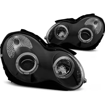 Přední světlomet Přední světla Mercedes W203, C-clase, 2000-2004, Angel Eyes, černá black (LPME34)