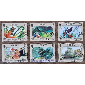 Poštovní známka Jersey raz. 447/52 operace "Raleigh", r. 1988