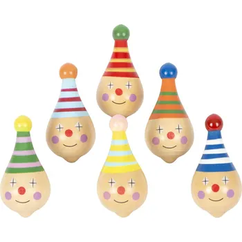 Dřevěná hračka Small Foot Dřevěná káča Clowns 1 ks mix barev