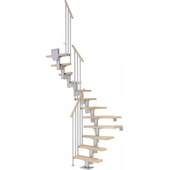 DOLLE Dublin - schody modulové 1/2 zat. do 360cm, 15 nášlapů, zábradlí CLASSIC III (Lakované masivní dubové nebo bukové nášlapy)