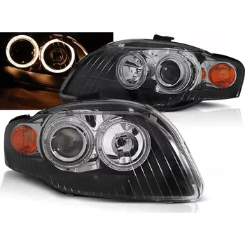 Přední světlomet Přední světlomety Audi A4 B7, 2004-2008, Angel Eyes, černé black s motorky (LPAU58)