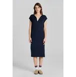 ŠATY GANT SLIT NECK DETAIL SS DRESS EVENING BLUE