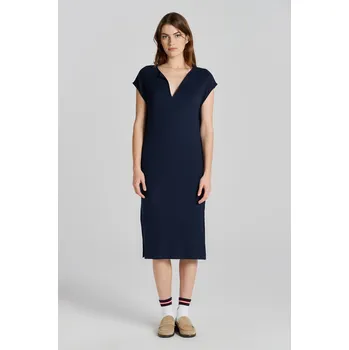 Dámské šaty ŠATY GANT SLIT NECK DETAIL SS DRESS EVENING BLUE
