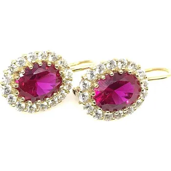 Náušnice Diante Zlaté náušnice s červeným kamenem 31502217