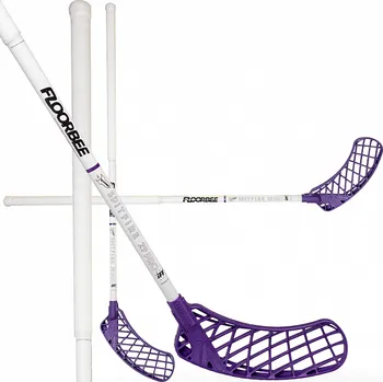 Florbalová hůl Floorbee SpitFire 29 Carbon PRO light white/purple vel. 96cm (=106cm) levá kulatá (levá ruka dole)