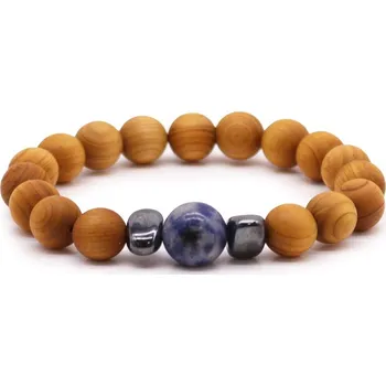 Náramek Náramek z cedrového dřeva s minerálem Minerál: Sodalit